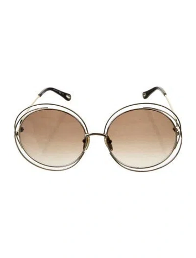 Pre-owned Chloé Oversize Gradient Sunglasses In Gold