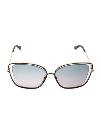 Pre-owned Chloé Oversize Gradient Sunglasses In Gold