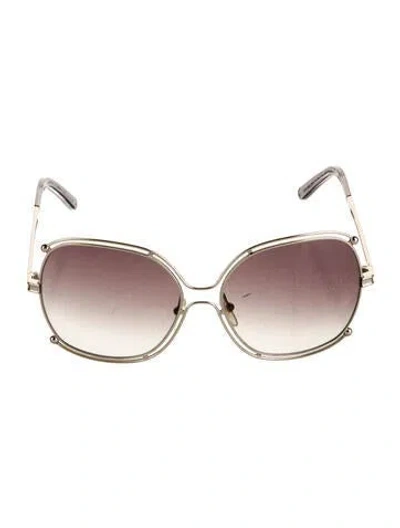 Pre-owned Chloé Oversize Gradient Sunglasses In Gold