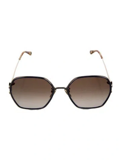 Pre-owned Chloé Oversize Gradient Sunglasses In Gold