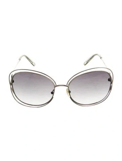 Pre-owned Chloé Oversize Gradient Sunglasses In Gold