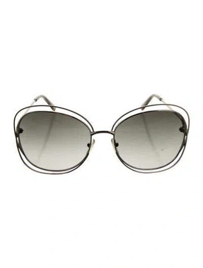 Pre-owned Chloé Oversize Gradient Sunglasses In Silver