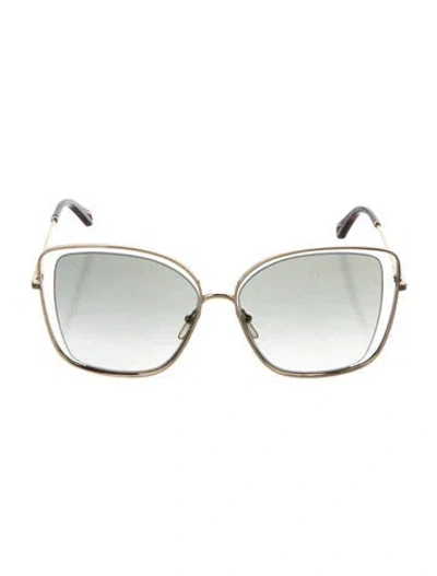 Pre-owned Chloé Oversize Gradient Sunglasses W/ Tags In Gold
