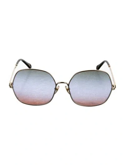Pre-owned Chloé Oversize Mirrored Sunglasses In Gold
