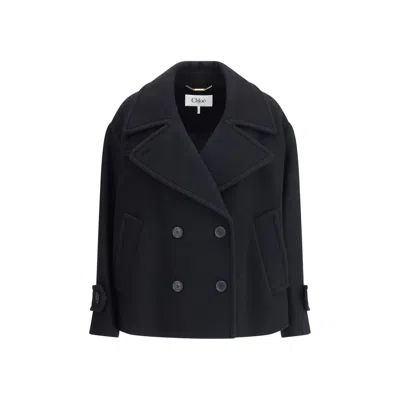 Chloé Oversize Short Coat In Black