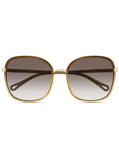 Chloé Oversize Sunglasses In Gold