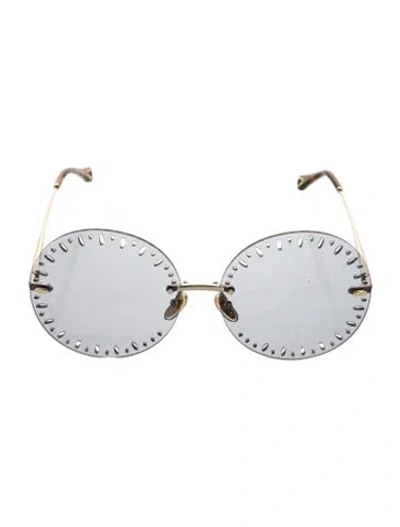Pre-owned Chloé Oversize Tinted Sunglasses In Gold