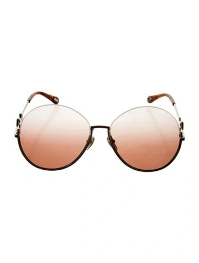 Pre-owned Chloé Oversize Tinted Sunglasses In Gold