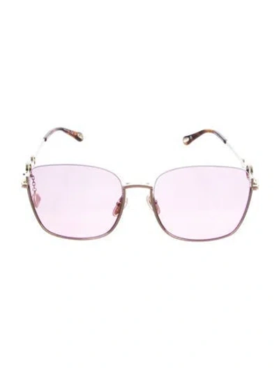 Pre-owned Chloé Oversize Tinted Sunglasses In Gold