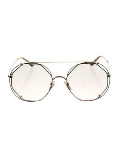 Pre-owned Chloé Oversize Tinted Sunglasses In Gold