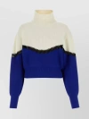 CHLOÉ OVERSIZE TURTLENECK KNIT WITH RIBBED TEXTURE AND CONTRAST HEM