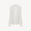 Chloé Blouse Oversize En Viscose Et Satin De Soie Femme Blanc Taille 36 100% Viscose, Trochus Niloticus, F In White