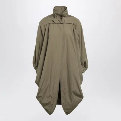 Chloé Oversized Cape Coat In Olive Green Poplin In Gray
