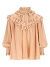 Chloé Oversized Top With Ruffles In Neutral