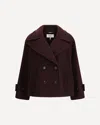Chloé Women Violet Double-breasted Jacket With Wide Notched Revers And Dropped Shoulders In Wool Ble In Burgundy