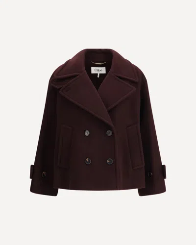 Chloé Oversized Double-breasted Coat In Burgundy