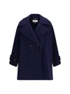 Chloé Structured Double-breasted Jacket Notched Lapels In Blue