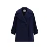 Chloé Oversized Double Breasted Wool Coat In Blue