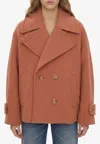 Chloé Oversized Double-breasted Wool Coat In Pink