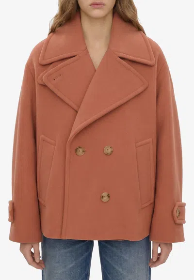 Chloé Oversized Double-breasted Wool Coat In Pink
