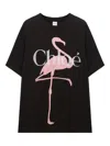 Chloé Women Black Crewneck T-shirt With Maxi Logo Print On The Front In Cotton Woman In Black