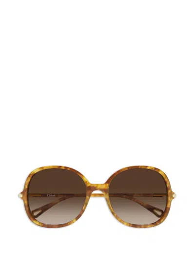 Chloé 57mm Gradient Round Sunglasses In Brown