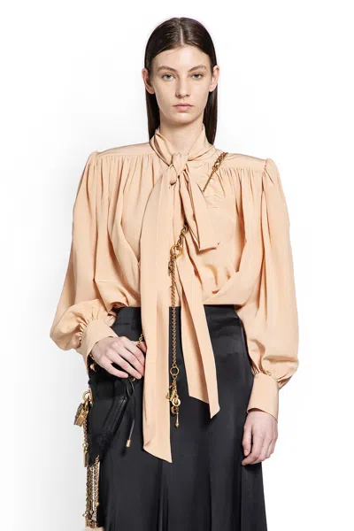 Chloé Oversized Gathered Lavallière Blouse In Neutral