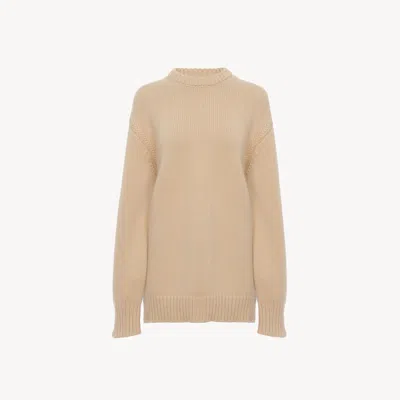 Chloé Oversized Knitted Jumper In Cashmere & Cotton Pink Size S 100% Cotton