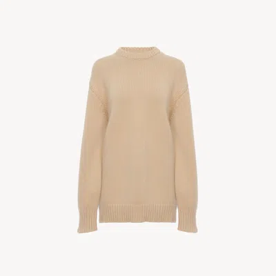 CHLOÉ PULL OVERSIZE EN CACHEMIRE ET COTON FEMME ROSE TAILLE S 100% COTON