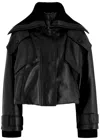 Chloé Ribbed Knit-trimmed Leather Bomber Jacket In Black
