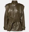 Chloé Belted Leather Jacket In Brown