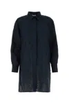 Chloé Chloe Woman Navy Blue Linen Patricia Chloe X Eres Oversize Shirt In Navy