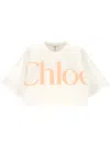 Chloé Cropped Printed Cotton-jersey T-shirt In White