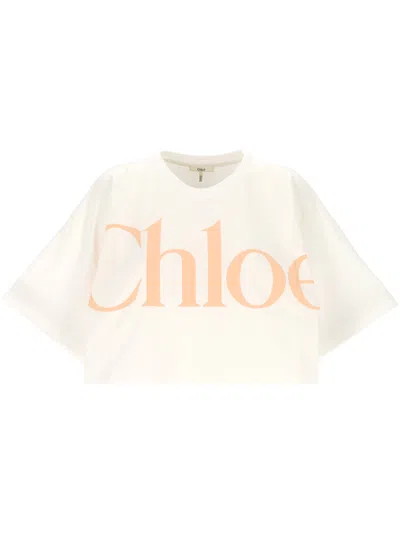 Chloé Chloè Oversized Logo Cropped T Shirt
