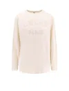 Chloé Oversized Logo Long-sleeved T-shirt In Beige