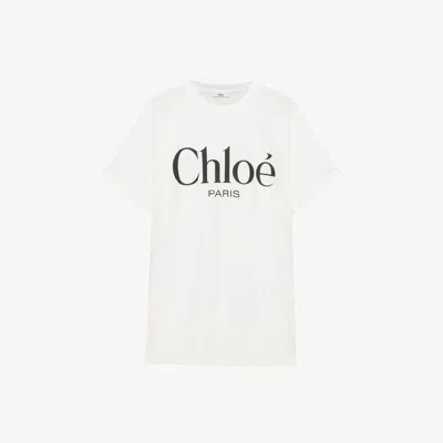 Chloé Oversized Logo T-shirt In Cotton Jersey In White