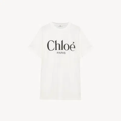 Chloé T-shirt À Logo Oversize En Jersey De Coton Femme Blanc Taille M 100% Coton In White