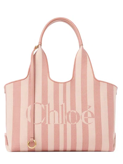 Chloé Stripy Logo-print Striped Tote Bag In Multi