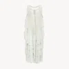 Chloé Oversized Long Ruffled Dress In Silk Mousseline Grey Size 4 100% Silk In White