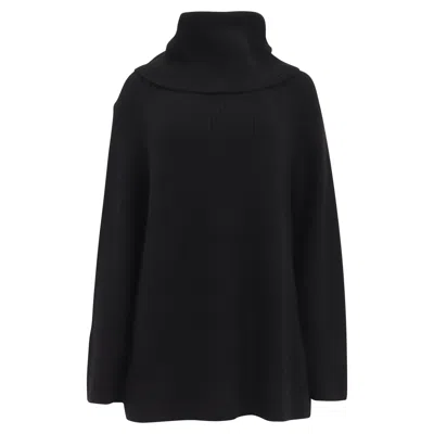 Chloé Oversized Long Turtleneck Sweater In Black Wool