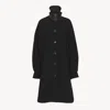 Chloé Manteau Mi-long Oversize En Laine Femme Noir Taille L 80% Laine Vierge, 20% Polyamide, Cuir D'agneau In Black