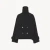 Chloé Manteau Court Oversize En Laine Femme Noir Taille 42 80% Laine Vierge, 20% Polyamide, Horn Bubalus B