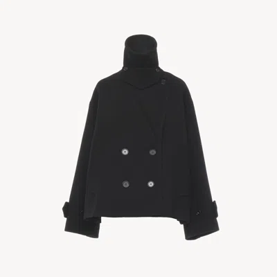 Chloé Manteau Court Oversize En Laine Femme Noir Taille 42 80% Laine Vierge, 20% Polyamide, Horn Bubalus B