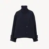 Chloé Manteau Court Oversize En Laine Femme Bleu Taille 42 80% Laine Vierge, 20% Polyamide, Horn Bubalus B In Blue