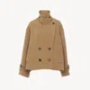 Chloé Manteau Court Oversize En Laine Femme Brun Taille 40 80% Laine Vierge, 20% Polyamide In Brown
