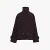Chloé Oversized Short Coat In Wool In Burgundy