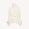 Chloé Manteau Court Oversize En Laine Femme Blanc Taille 38 80% Laine Vierge, 20% Polyamide In White