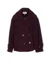 Chloé Women Violet Double-breasted Jacket With Wide Notched Revers And Dropped Shoulders In Wool Ble In Burgundy