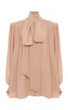 Chloé Oversized Silk Crepe De Chine Top In White