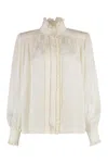 Chloé Oversized Silk Jacquard Blouse In White